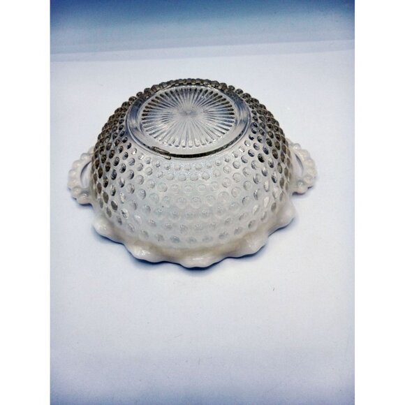 Hobnail Moonstone Ruffled Serving Bowl Dish Milk Rim Candy Depression Glass 6.5" - Picture 11 of 16